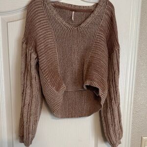 Free People V-Neck Brown Sweater